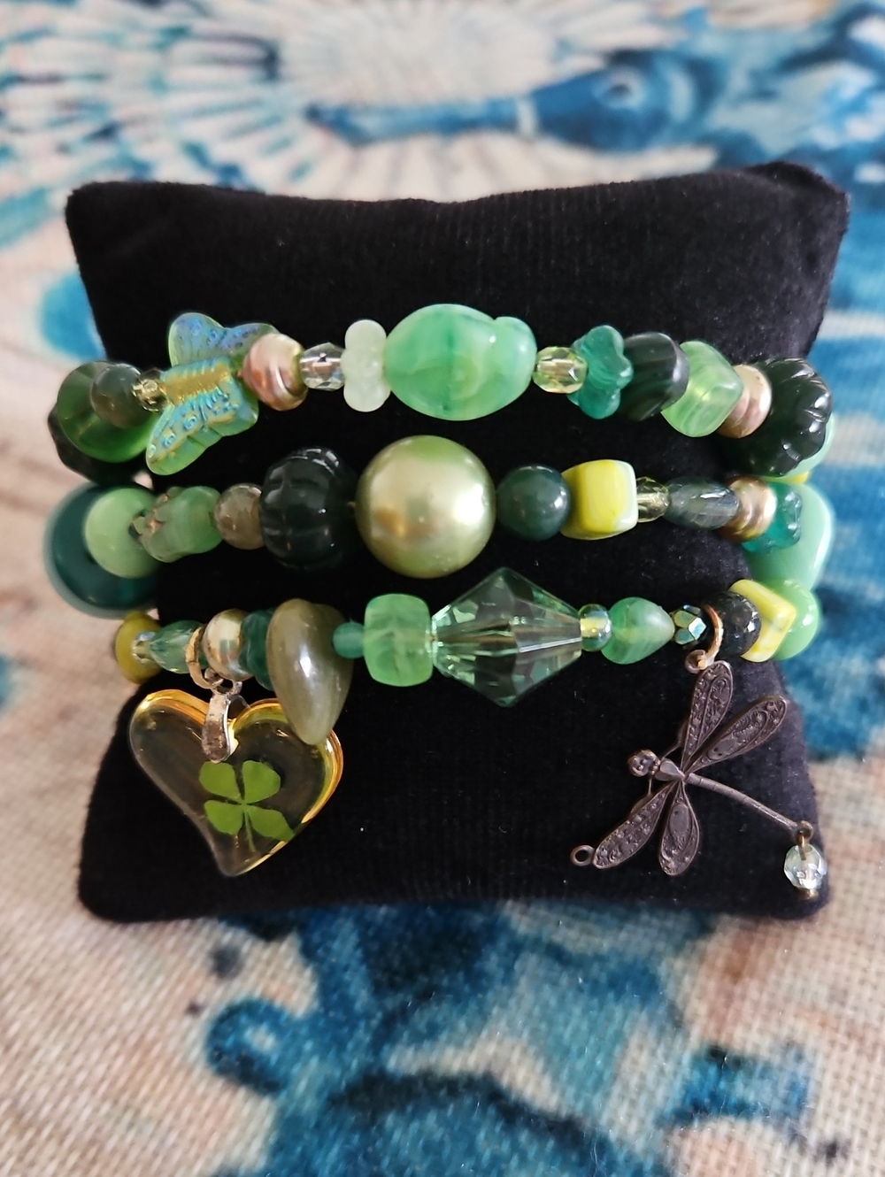 Handcrafted Beaded Wire Wrap Charm Bracelet